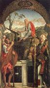 Gentile Bellini Saints Christopher,Jerome,and Louis painting